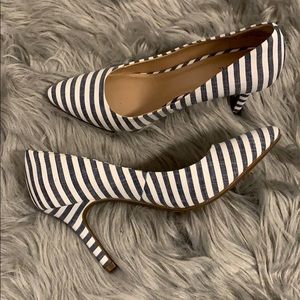 Blue striped heels, never been worn. Size 9.